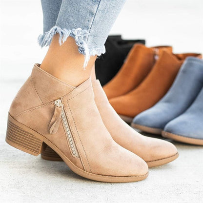 Bottines à Talon Épais avec Zip