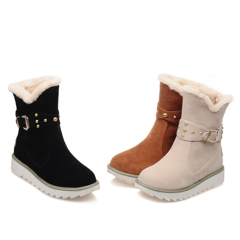 Bottes d'Hiver Femme avec Boucle Ceinture